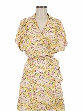 Gianni Bini Floral Wrap Dress in Yellow and Pink